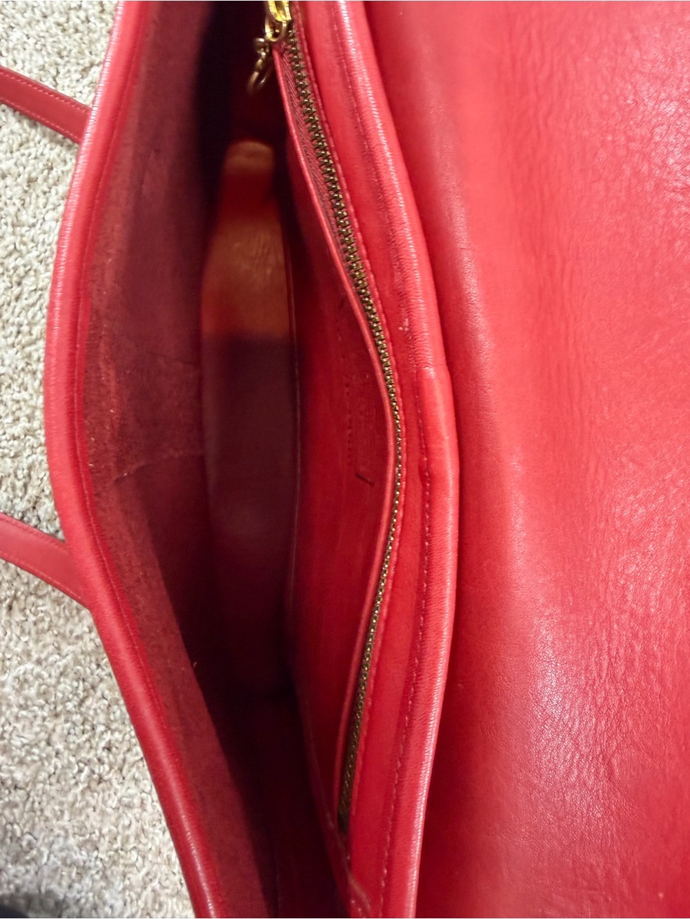 Vintage Coach Equestrian Flap Shopper Bag Red Leather 9808 USA 1997 - Picture 4 of 5